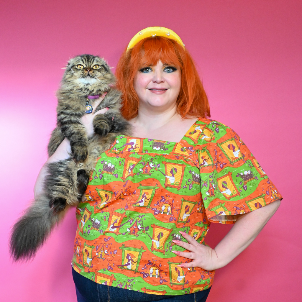 Brownstone Betties Square Neck Peasant Top in Pumpkin & Olive