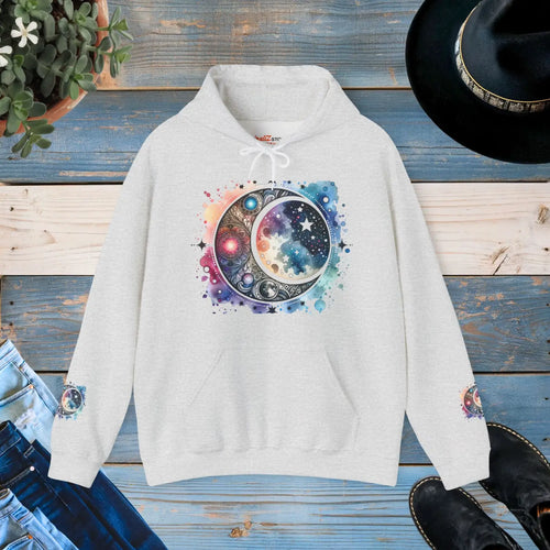 Celestial Moon Phases Hooded Sweatshirt - Stars Design - Dipaliz